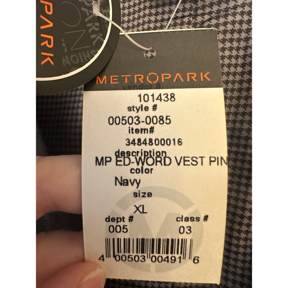 NWT Kane & Unke Men’s Ed-Word Navy Pinstripe Vest Sz XL - Picture 3 of 6